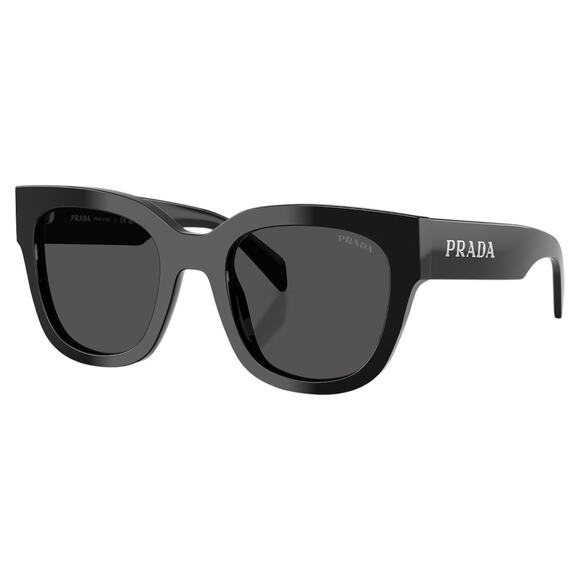 New PRADA Sunglasses PR C04S 16K08Z Black Square Acetate Grey Lens 52-22-145 - Picture 1 of 6